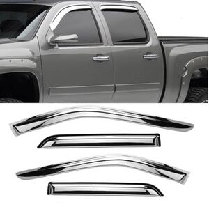 4pc. New Chrome Color Side Windows Rain Guards Set 2004-2006 Toyota Tundra